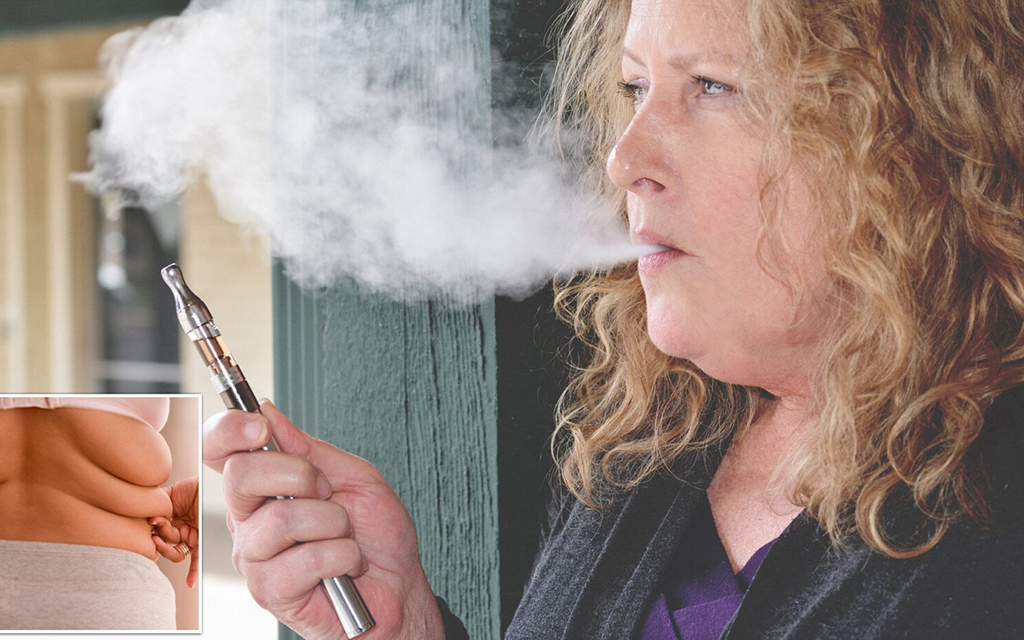 A fat women is vaping