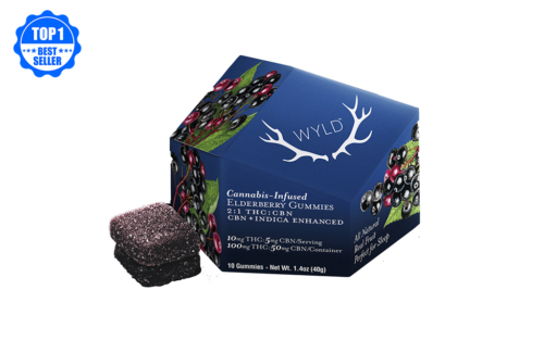 Arizonas-best-selling-edible-Wyld-THC：CBN-2：1-Indica-Elderberry-Gummies-10-Pack-100mg-THC-50mg-CBN