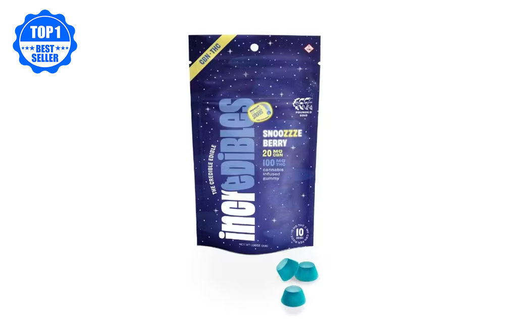 Illinois-Best-Selling-Edibles-Incredibles-Snoozzzierberry-Gummies-10-Pack-50mg-CBG-50mg-CBN-100mg-THC