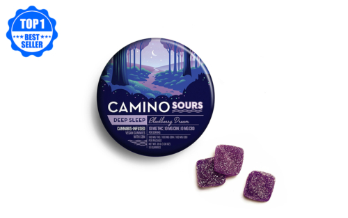 Massachusetts-best-selling-edibles-Camino-CBD-THC-CBN-111-Sours-Blackberry-Dream-Gummies-10-Pack-100mg-CBD-100mg-THC-100mg-CBN