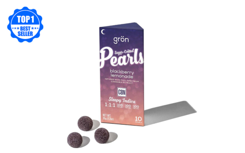 Missouris-Best-Gron-：-Gron-CBD：CBN：THC-1：1：1-Sleepy-Blackberry-Lemonade-Sugar-Coated-Pearl-Gummies-10-Pack-100mg-CBD-100mg-CBN-100mg-THC