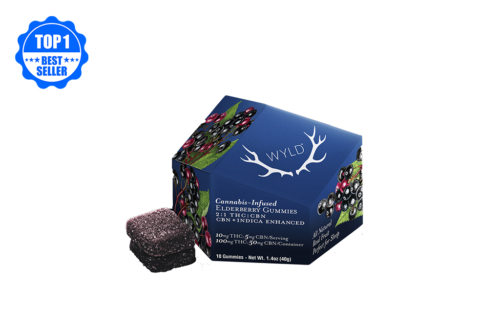 USAs-Top-Edible-Wyld-CBD：CBN：THC-1：1：1-Boysenberry-Gummies-10-Pack-100mg-CBD-100mg-CBN-100mg-THC