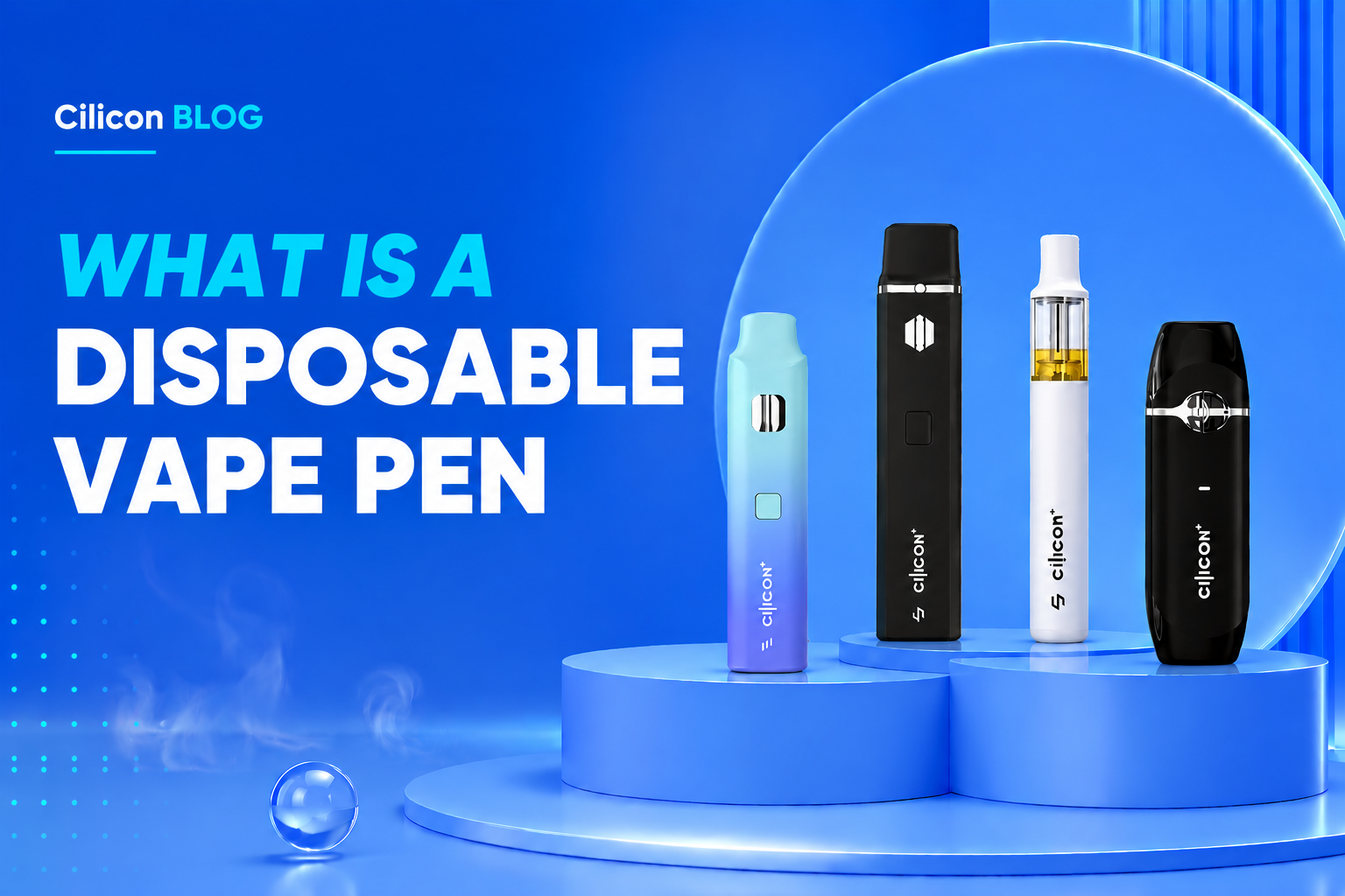 Illustration showing different disposable vape pen designs and all-in-one vape devices used to explain what a disposable vape pen is and how various formats look.