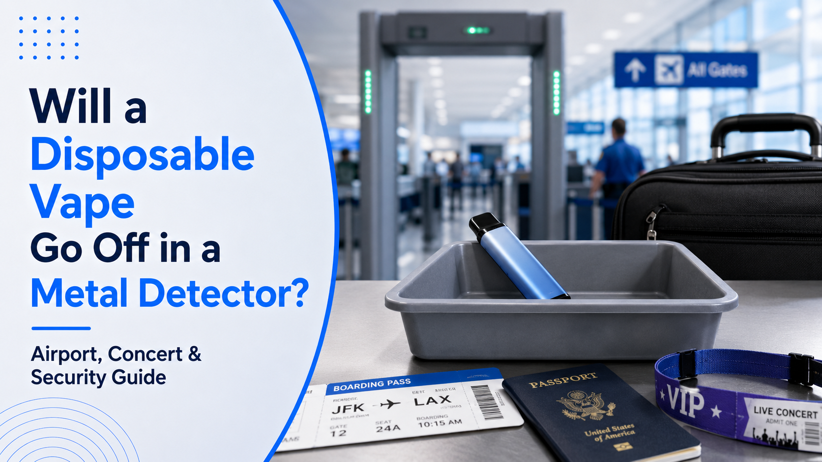 Disposable vape passing through a metal detector at a security checkpoint