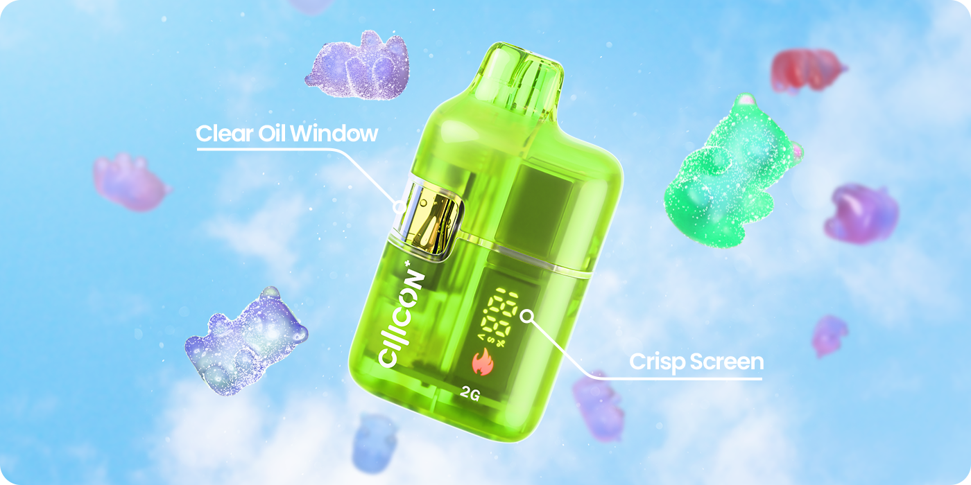 CILICON HAZY transparent disposable vape device featuring a clear oil window and digital screen display